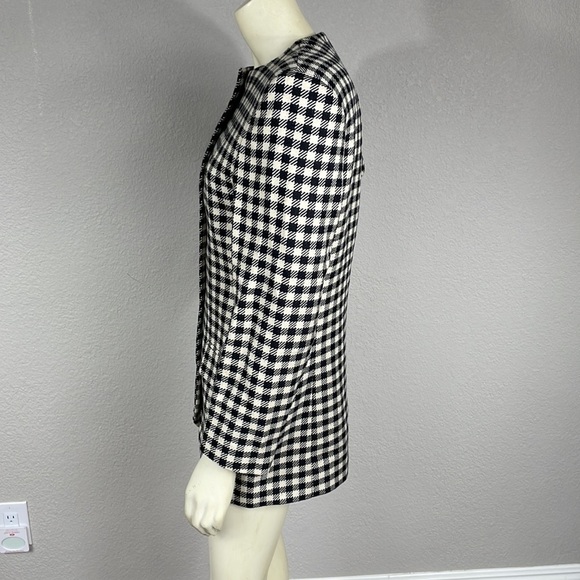 Salvatore Ferragamo Black White Checkered Plaid Blazer Mini Dress Jacket Sz 4 - Picture 2 of 14